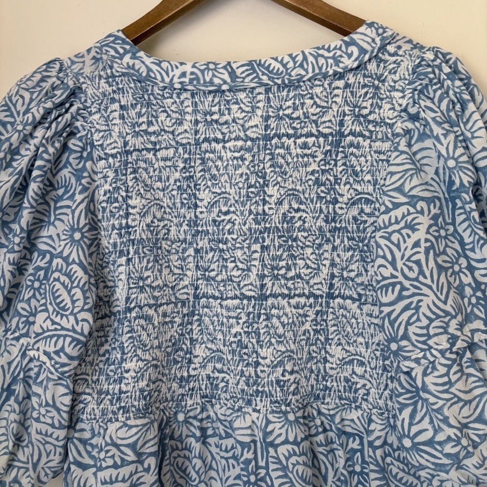 Anna Cate Blue Floral Square Neck Dress Large Coastal Boho - Picture 6 of 8